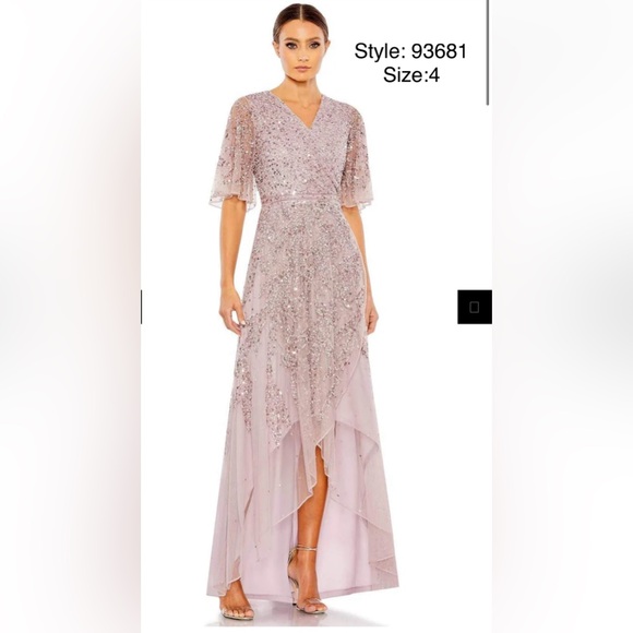 Sequined butterfly sleeve high low gown - Picture 1 of 3